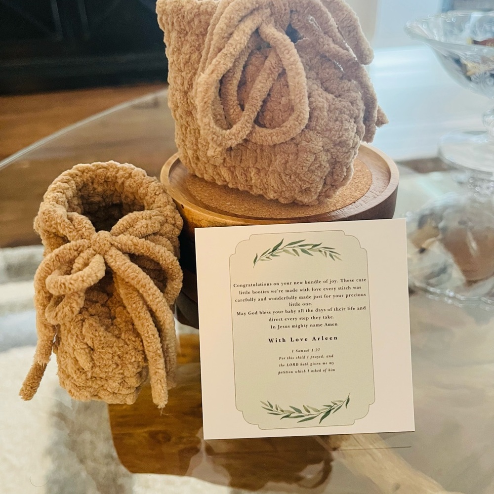 Plush Baby Booties in Tan - Soft Cozy. The Blessing Baby Booties shoes